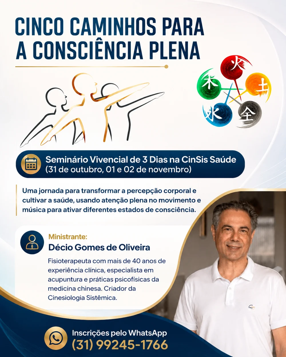 Flyer do seminário Cinco Caminhos Para a Consciência Plena