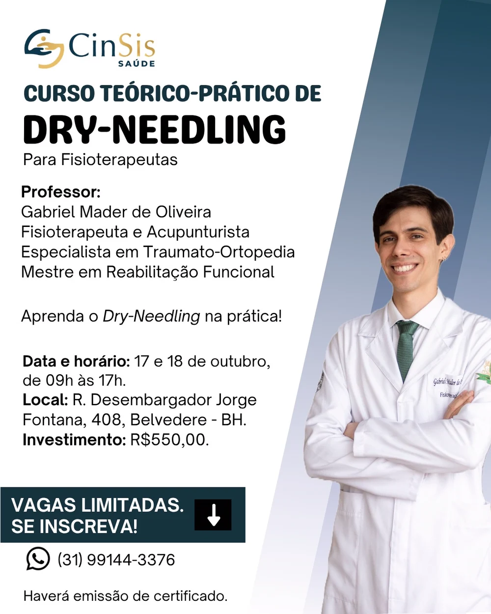 Flyer do curso Dry Needling (Agulhamento a Seco) para Fisioterapeutas